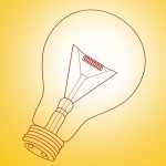 Drawn lightbulb with yellow background