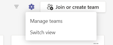 Manage Teams menu screen capture