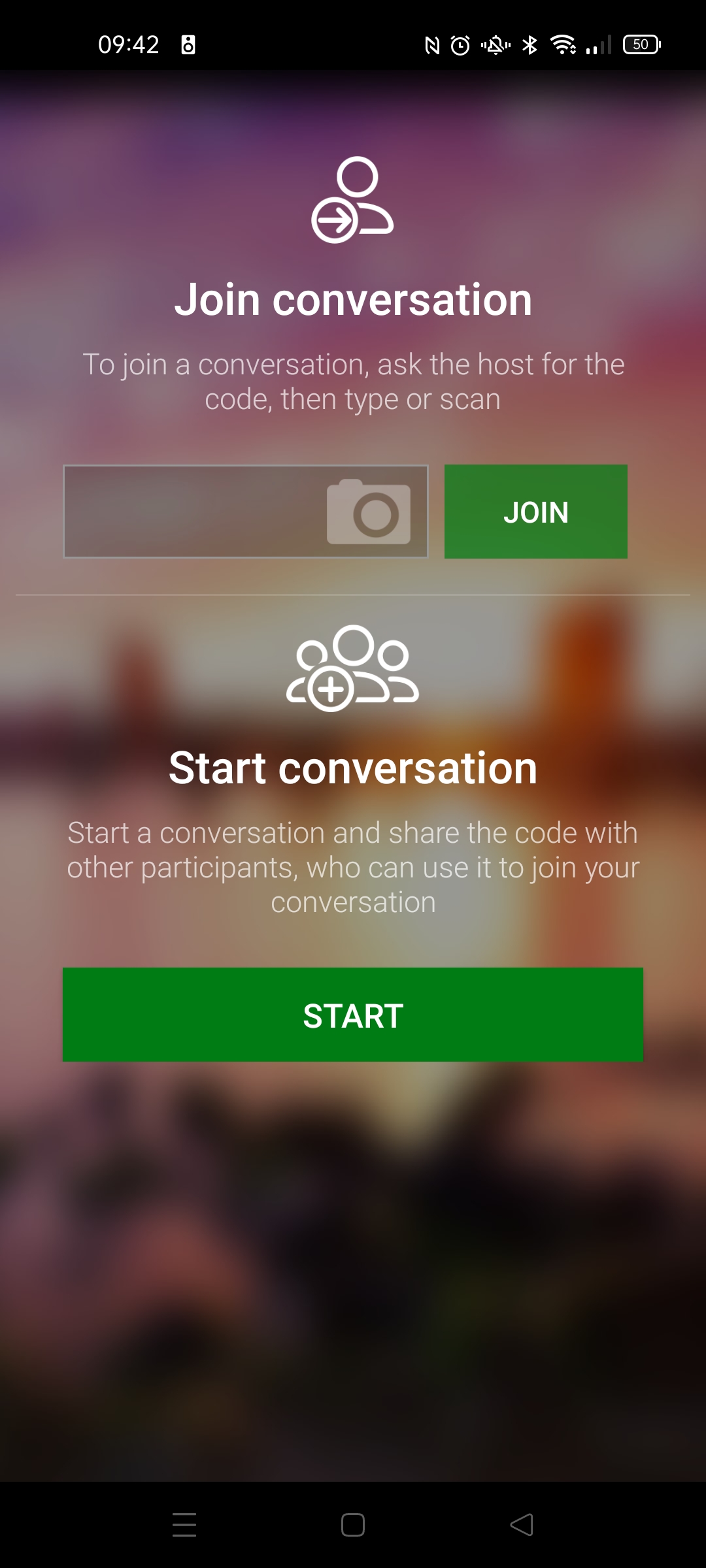 Microsoft Translator app start conversation