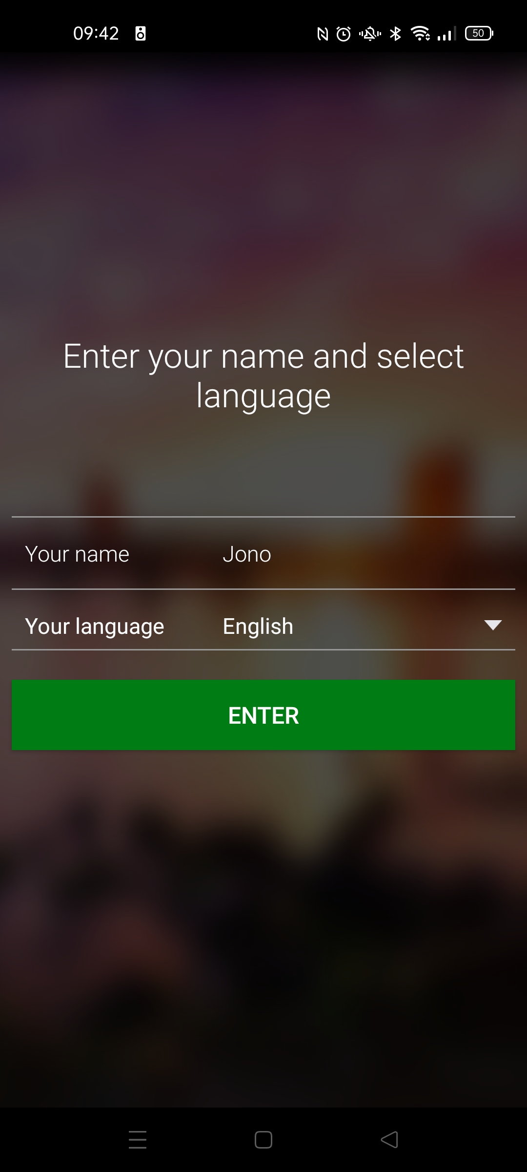 Microsoft Translator App fill in name and your spoken language