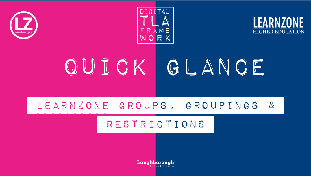 Quick Glance – LearnZone Groups, Groupings and Restrictions