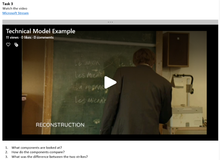 An example of how a video looks when embedded within Class Notebook.