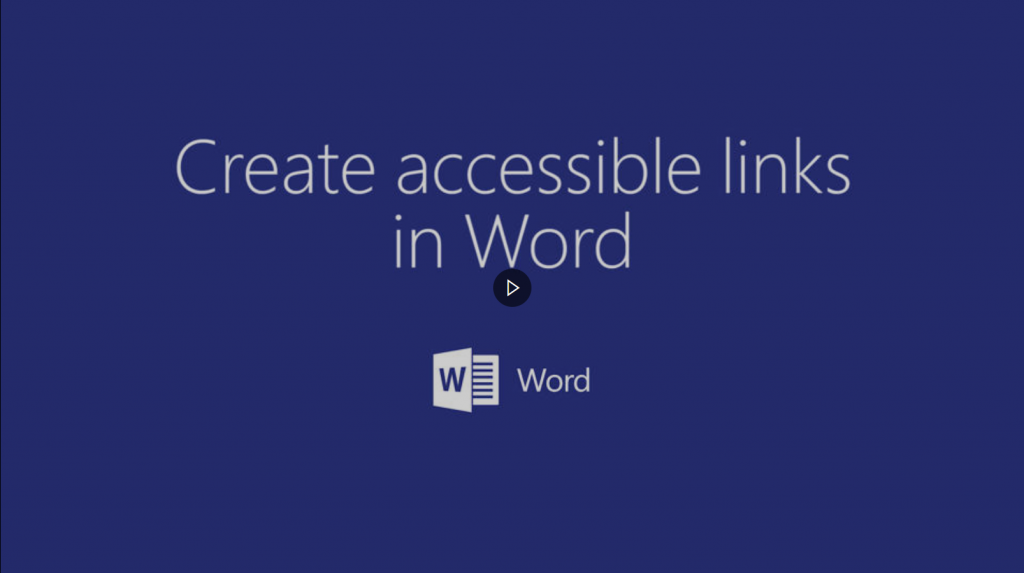 Create accessibile links in Word video thumbnail and link to video