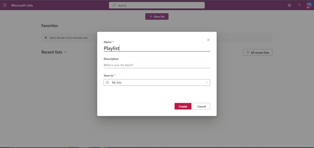 Create a new playlist