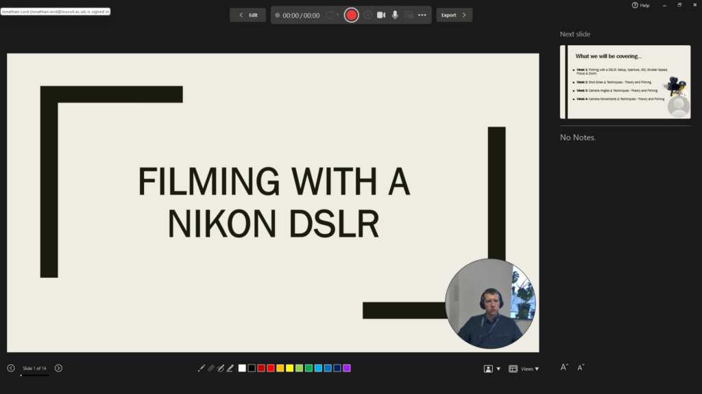 PowerPoint recording interface