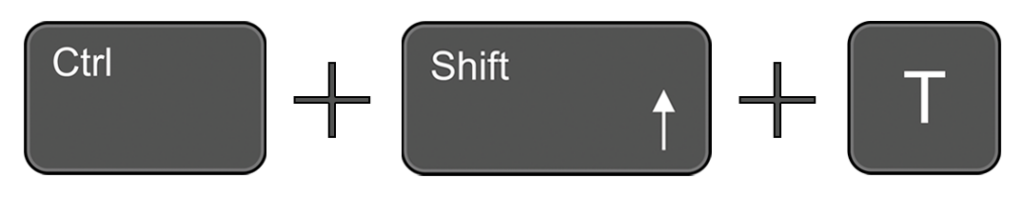 Ctrl + Shift + T Keyboard keys